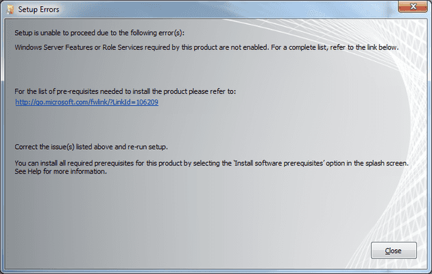 Erreur lors de l'installation d'Office Web Apps 2010 sur Windows 7